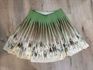 BCBG Y2K skirt pleated green brown L